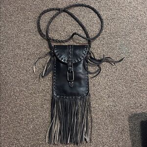 Bed Stu Dark Leather Crossbody with Fringe